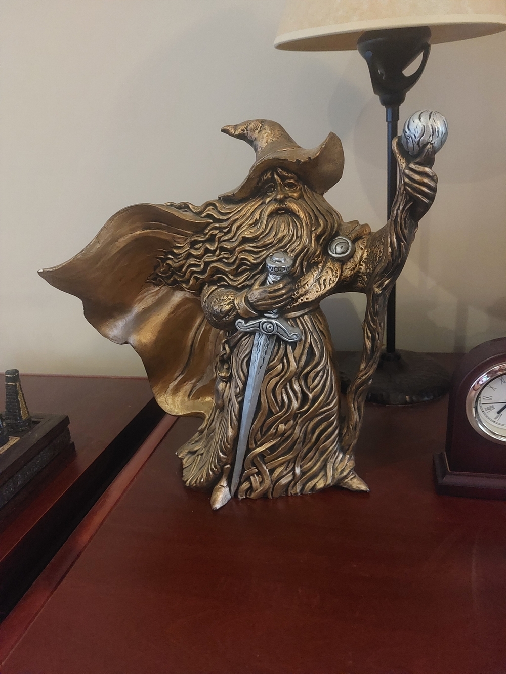 Bronze Gandalf The Wizard Statue Figurine From LOTR with Sword and Staff
